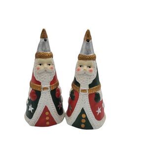Pointed Santa Salt & Pepper Shakers Green Red Christmas